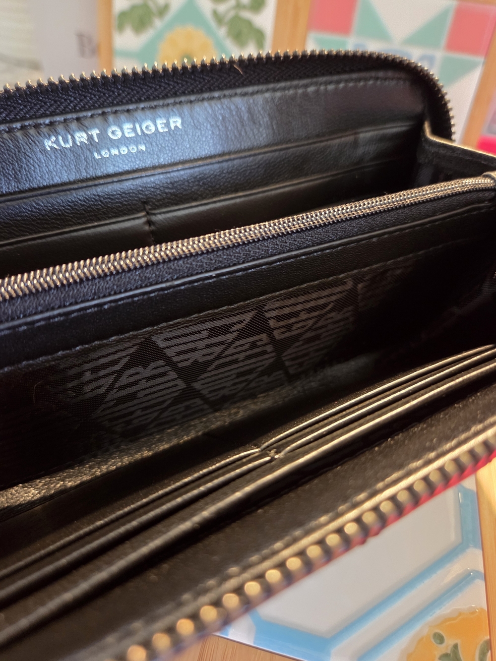 Kurt Geiger Quilted Black Plush Lambskin Leather Full Size Wallet NWT - Picture 14 of 15